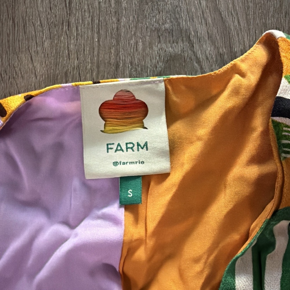 Farm Rio Mixed Striped Bananas Maxi Wrap Dress, Size S - Picture 6 of 12